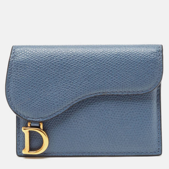 Dior Handbags - DIOR Light Blue Leather Saddle Card Holder